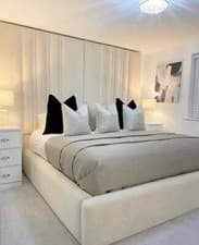 Image of 3D High tall panel Headboard Bed upholstered 4ft6 5ft 6ft plush velvet