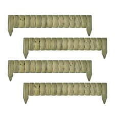 Image of 1M Wooden Fix Picket Log Border Fence, Garden Fence Panels Outdoor Lawn Edging