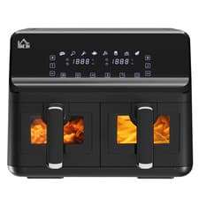Image of Homcom Dual Air Fryer 8L Family Size w/ 2 Basket 8-1 Cookbook Timer 2500W