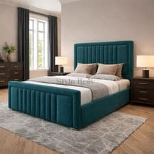 Image of Velvet Ottoman Storage Bed Frame Gas Lift Luxury Headboard Double King Sizes UK