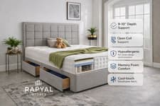 Image of PLUSH DIVAN BED SET WITH MEMORY MATTRESS AND HEADBOARD 3FT 4FT 4FT6 5FT 6FT