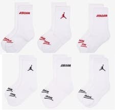 Image of NIKE AIR JORDAN 3 PAIR OF CREW SOCKS SPORTS SOCK SIZES 5 INF - 2 JUNIOR AGES 3-7