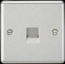 Image of Brushed Steel Switches & Sockets Satin Chrome Black Inserts Full Range