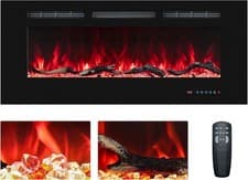 Image of 36in Electric Fireplace Insert Wall Mounted Recessed Heater Remote Timer LED