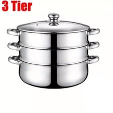 Image of Multi-Layer Stainless Steel Steamer, 3/5 Tier Steam Cooker for Healthy Meals UK