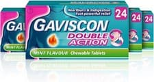 Image of Gaviscon Double Action Mint Flavour Chewable | 4 x 24 Total 96 Tablets