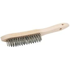 Image of Draper Stainless Steel 4 Row Wire Scratch Brush 310mm Beech Wooden Handle 50931