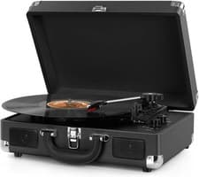 Image of Portable LP Vinyl Record Player with Speakers Bluetooth Turntables Suitcase
