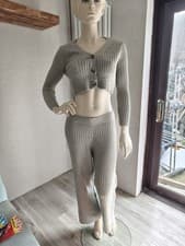 Image of Shein women grey knitted Suit Co Ord Set Size L