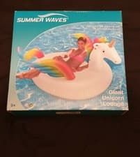 Image of giant unicorn swimming pool lounger