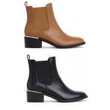 Image of Womens Extra Wide Fit Heeled Black Pull On Chelsea Ankle Boots Size 3-8