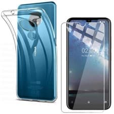 Image of For NOKIA 5.3 TEMPERED GLASS SCREEN PROTECTOR + CLEAR SILICONE TPU CASE COVER