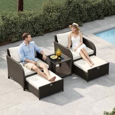 Image of Rattan Balcony Furniture Set 2 Chairs w/ Table Garden Patio Outdoor Set