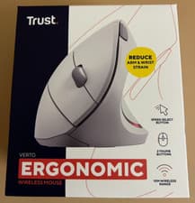 Image of Trust VERTO Wireless Ergonomic Mouse, 6 Buttons, 25132, White. FAST/FREE POSTAGE