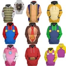 Image of Movie The Super Mario Bros Peach Luigi 3D Hoodies Adult Sweatshirts Coat CostumE