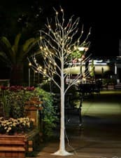 Image of 4 6 8 ft Birch Twig Christmas Tree Pre Lit LED Lights Outdoor Garden Decoration