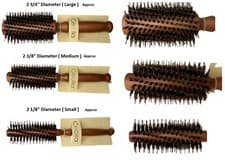 Image of Wooden Classic Round Radial Hair Brush Boar Bristles Various Sizes