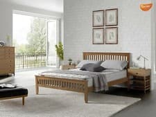 Image of SOLID WOOD BED FRAME SHAKER STYLE OAK SINGLE DOUBLE KINGSIZE MATTRESS OPTION