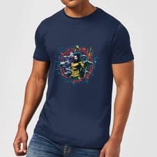 Image of Aquaman Circular Portrait Men's T-Shirt - Navy