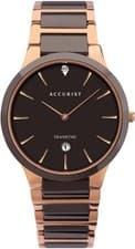 Image of Accurist Mens Watch with Black Dial and Two Tone Bracelet 7343