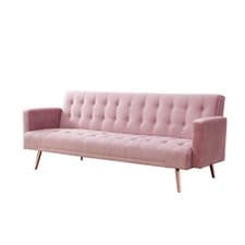 Image of PINK PLUSH VELVET SOFA BED LARNACA LIVING ROOM FURNITURE GUESTS COMFORT