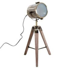 Image of Vintage Tripod Table Desk Lamp Bedside Light Spotlight Brass Antique Searchlight