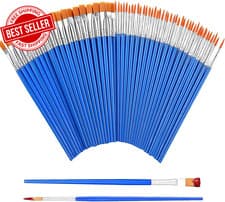 Image of Paint Brushes 60 Pcs Small Flat Round Pointed Acrylic Watercolour Painting Tools
