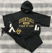 Image of Fear of God Essentials Vintage Black Classic 2 Piece Set FW25 In Small