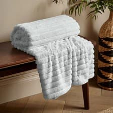 Image of 2 Packs Cosy Ribbed Faux Fur Blanket Throw in Grey, Ultra Soft Plush Decorative