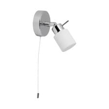 Image of Modern Polished Chrome & Glass IP44 Bathroom Wall Light With Pull Cord Switch