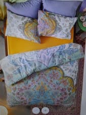 Image of URBAN OUTFITTERS DOUBLE DUVET SET. COTTON.BOHO.MINT SAFFRON. NEW WITH TAGS!!