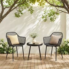 Image of Compact Outdoor Bistro Set 2 Seater Black Patio Table Chairs for Garden Balcony