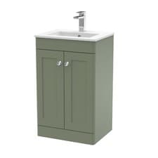 Image of Nuie Classique 500mm Floorstanding Satin Green Vanity Unit Minimalist Basin Unit