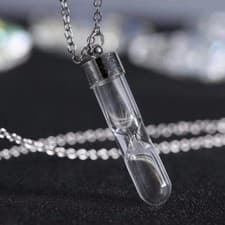 Image of Hourglass Dandelion Wish Pendant Necklace Glass Charm Dandelion