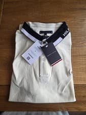 Image of Tommy Hilfiger Off White Short Sleeve Polo Shirt New With Tags Size XXL