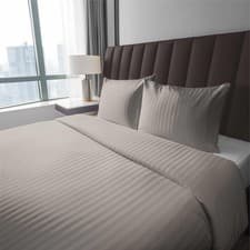 Image of Luxury Damask Stripe BEIGE Duvet Cover Set 100% Cotton Single Double King