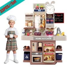 Image of 33Pcs Kids Play Kitchen Pretend Kitchen Toy Set Cooking Role Gift +Lights Sounds