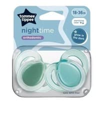 Image of Tommee Tippee Night Time Orthodontic Soother 18-36m Twin Pack Green