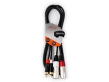 Image of 2 x Male XLR to 2 x RCA Gold Phono Plug Twin Lead / Audio Signal Patch Cable