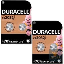 Image of 4 x Duracell CR2032 3V Lithium Coin Cell Button Batteries DL2032 BR2032
