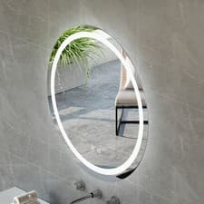 Image of Anti-Fog Bathroom Mirror With LED Lights & Demister Touch Sensor Slim Frameless