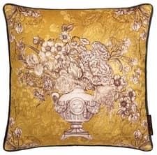 Image of Laurence Llewelyn-Bowen Velvet Floral Sofa Scatter Filled Cushion 43x43 Ochre