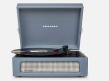 Image of CROSLEY: VOYAGER PORTABLE TURNTABLE / RECORD PLAYER WASHED BLUE + BLUETOOTH -NEW