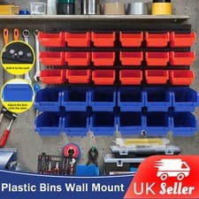 Image of 30Pcs Wall Mount Storage Organiser Bin Rack DIY Tool Bits Boxes Garage Workshop