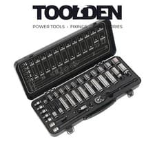 Image of Sealey AK7971 Socket Set 34pc 3/8"Sq Drive 6pt WallDrive Metric Black Series