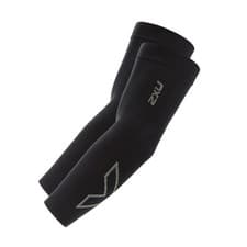 Image of 2XU Flex Running Compression Arm Sleeves UA4009a Large XL White/Grey Black/Grey