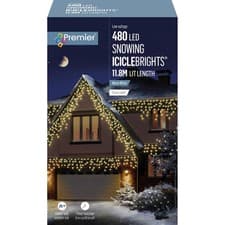 Image of Premier 480 LED Snowing Icicles Multi-Action Christmas Lights Timer WARM WHITE