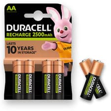 Image of DURACELL AA LR6 Rechargeable Batteries 2500mAh NiMH 1.2V HR6 Pre Stay Charged
