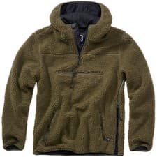 Image of Brandit Teddyfleece Pullover Fashionable Fluffy Mens Winter Streetwear Olive