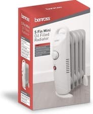 Image of Benross 5 Fin Mini Oil Filled Radiator 500W – Portable Electric Heater – White